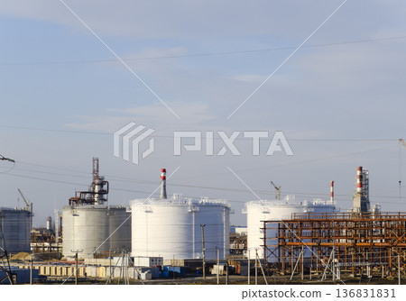 Distillation columns, pipes and other equipment furnaces refinery. 136831831