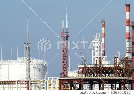 Distillation columns, pipes and other equipment furnaces refinery. Distillation columns, pipes and other equipment furnaces refinery. 136831982
