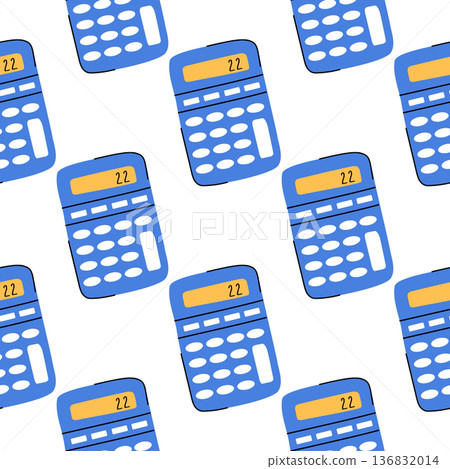 A cute seamless pattern with blue calculators. Back to school print. 136832014