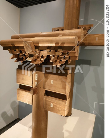 A warm wooden entrance 136832204