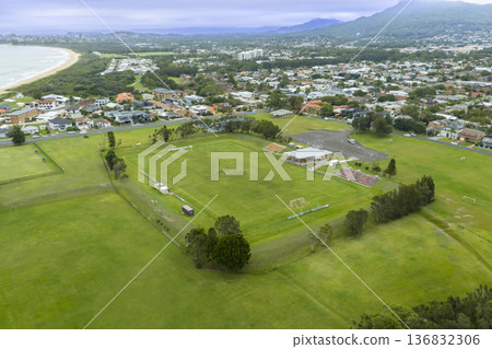 Drone photograph of the Towradgi Sports Field in East Corrimal 136832306
