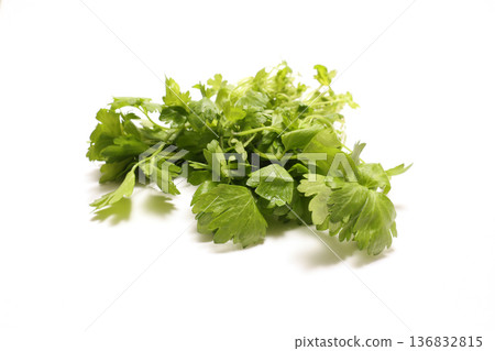 Italian parsley on white background Italian parsley on white background 136832815