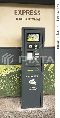 Berlin, Germany - July 11, 2025: Ticket vending machine for public transport in urban setting with clear signage Berlin, Germany - July 11, 2025: Ticket vending machine for public transport in urban setting with clear signage 136832874