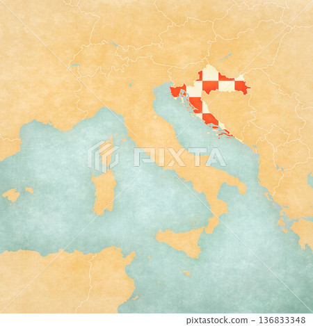 Map of Italian Peninsula - Croatia 136833348