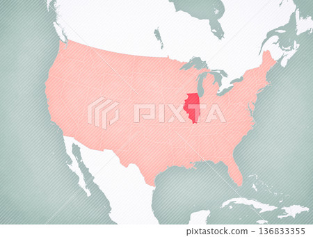 Map of United States of America - Illinois 136833355