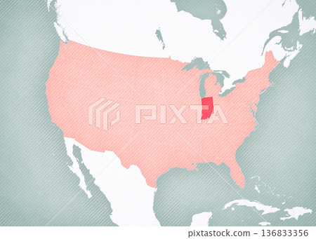 Map of United States of America - Indiana 136833356
