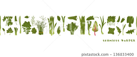 Seamless Herb Leaf Border Strip 136833400