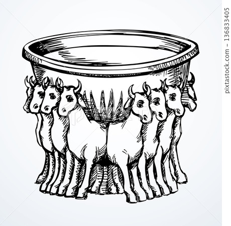 Vector drawing. Model of sea from the temple 136833405