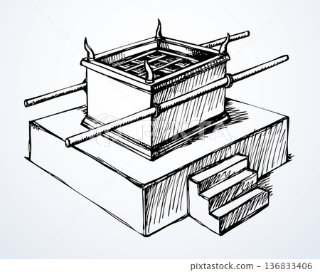 Vector drawing. Big golden altar 136833406