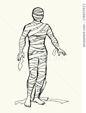 Vector drawing. An old mummy Vector drawing. An old mummy 136833413