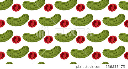 Cucumber Tomato Seamless Pattern Cucumber Tomato Seamless Pattern 136833475