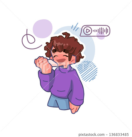 Girl Recording Voice Message Girl Recording Voice Message 136833485