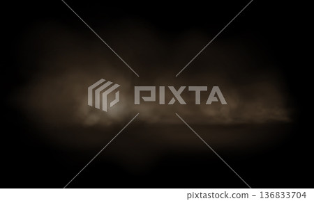 Realistic vector background of sandy smoke clouds and fine dust particles swirling in a desert storm. Realistic vector background of sandy smoke clouds and fine dust particles swirling in a desert storm. 136833704