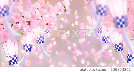 落花櫻花背景素材 136833802