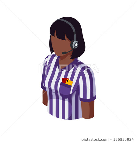 Customer service representative with headset and striped shirt providing support in call center environment Customer service representative with headset and striped shirt providing support in call center environment 136833924