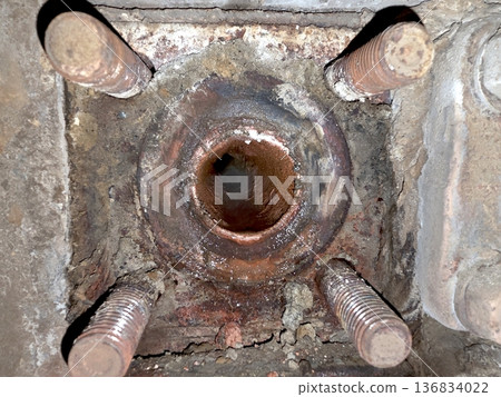 Metal Pipes With Deposits Show Signs of Wear and Corrosion in a Maintenance Setting Metal Pipes With Deposits Show Signs of Wear and Corrosion in a Maintenance Setting 136834022