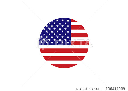 American Flag Circle Icon With Stars And Stripes Patriotic USA Emblem Badge 136834669