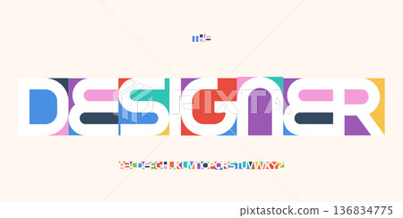 Color Shape Font Logo Alphabet Bauhaus Letter Set Modern Typography, Creative Typographic Design for Title Text, Typo Poster Headline, Type Symbol Logotype, Colors Fonts. Vector Typeface Color Shape Font Logo Alphabet Bauhaus Letter Set Modern Typography, Creative Typographic Design for Title Text, Typo Poster Headline, Type Symbol Logotype, Colors Fonts. Vector Typeface 136834775