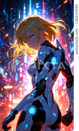 藍色世界中的美麗機械女孩 藍色世界中的美麗機械女孩 136834890