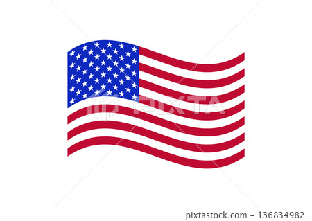 Waving American Flag Graphic With Stars And Stripes Symbolizing Patriotism And National Pride 136834982