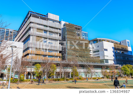 東京都港區芝浦的芝浦公園和芝濱小學 136834987