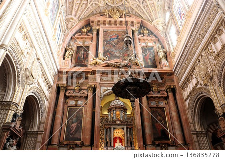 World Heritage Site: Interior of the Mezquita, Cordoba, Andalusia, Spain 136835278