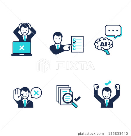 Generated AI usage rules icon set illustrations for internal guidelines and business documents 136835440