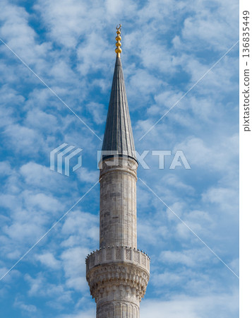 Golden Top Of The Arabic Mosque Tower 136835449