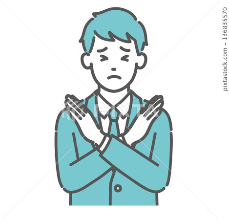 Illustration of a teenage male (male student) giving an NG sign (prohibited, caution, upper body) Illustration of a teenage male (male student) giving an NG sign (prohibited, caution, upper body) 136835570
