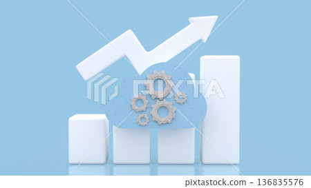 Cloud Computing Growth Concept with Upward Arrow Chart 3d render. Cloud Computing Growth Concept with Upward Arrow Chart 3d render. 136835576