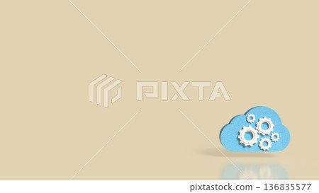 Cloud Computing Concept with Gears and Technology Automation 3d render 136835577