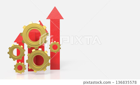 Business Growth Concept with Gears and Rising Arrows 3d render. 136835578