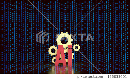 Artificial Intelligence Gears with Binary Code 3d render. Artificial Intelligence Gears with Binary Code 3d render. 136835601