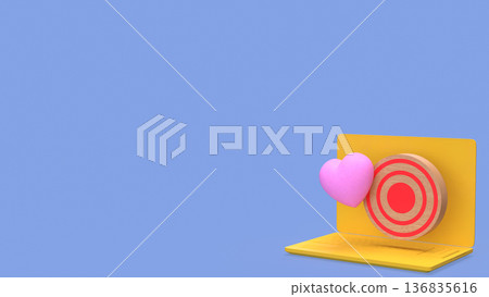 Customer Target Marketing Strategy with Heart on Laptop 3d render Customer Target Marketing Strategy with Heart on Laptop 3d render 136835616
