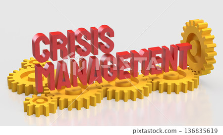 Crisis Management Business Strategy with Interlocking Gears Concept 3d render. 136835619