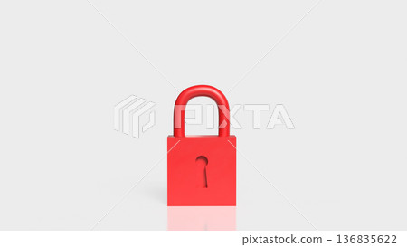 Red Padlock Security and Data Protection Concept 3d render. 136835622