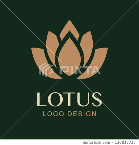 Vector Simple Lotus Logo Design. Minimal Luxury Flower Symbol for Spa, Wellness, Yoga, Beauty Brand, Natural Cosmetics, Health, Meditation Studios. Gold Lotus Symbol Vector Simple Lotus Logo Design. Minimal Luxury Flower Symbol for Spa, Wellness, Yoga, Beauty Brand, Natural Cosmetics, Health, Meditation Studios. Gold Lotus Symbol 136835723
