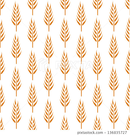 Vector Seamless Pattern with Agriculture Wheat and Cereal Ears on White Background. Organic Wheat, Rice Ear Design Template. Bread, Beer Packaging, Farming, Organic Food Concepts Vector Seamless Pattern with Agriculture Wheat and Cereal Ears on White Background. Organic Wheat, Rice Ear Design Template. Bread, Beer Packaging, Farming, Organic Food Concepts 136835727