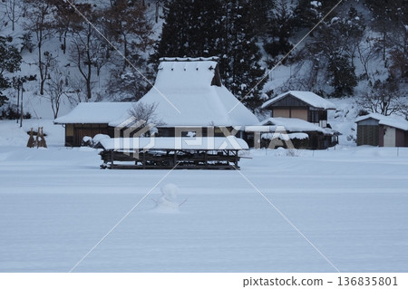 Thatched roof houses in snowy Miyama Thatched roof houses in snowy Miyama 136835801