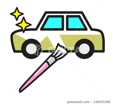 An illustration of repainting an old car to make it shiny An illustration of repainting an old car to make it shiny 136835886