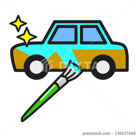 一幅重新噴漆舊車使其煥然一新的插圖 一幅重新噴漆舊車使其煥然一新的插圖 136835888