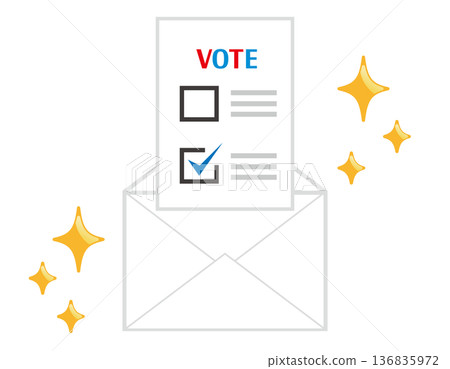 Illustration of ballot paper Election icon 136835972