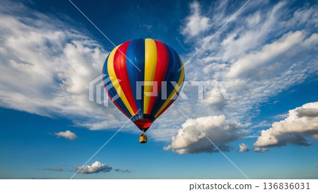 Blue sky and flying balloons 136836031