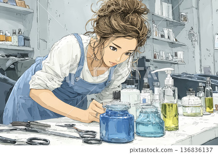 美優系列：美髮師準備護髮產品 | 美優系列沙龍準備場景 136836137