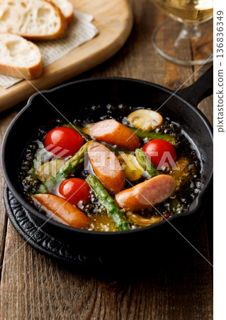 Ajillo in a skillet Ajillo in a skillet 136836349