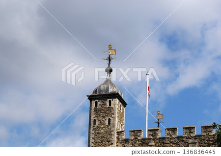 Decoration at the top of the Tower of London, a World Heritage Site Decoration at the top of the Tower of London, a World Heritage Site 136836445