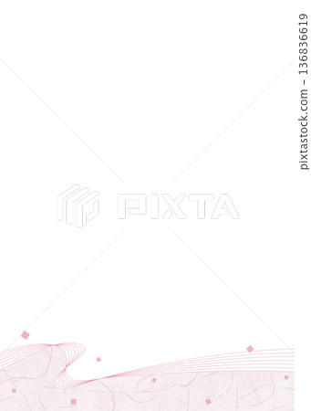 Curved design frame, Japanese paper style, confetti, Japanese style, portrait orientation 136836619