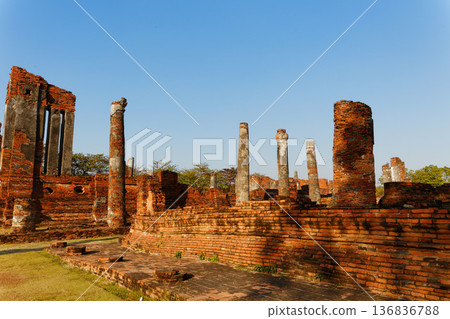 Thai Ayutthaya ruins Wat · plazasan pet 136836788