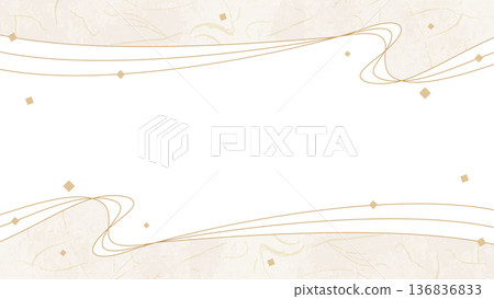 Curved design frame, Japanese paper style, confetti, Japanese style, 16:9 size Curved design frame, Japanese paper style, confetti, Japanese style, 16:9 size 136836833