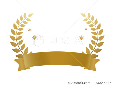 Gold laurel wreath anniversary template (anniversary, award, ribbon) 136836846
